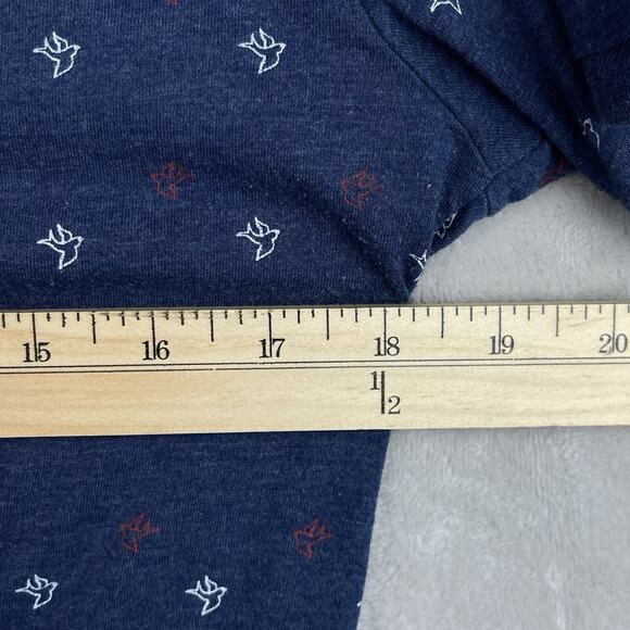 Brave Soul London Mens Small Birds Print Midnight Blue Polo Shirt Preppy Geeky - Picture 10 of 12